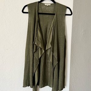 Eileen Fisher Linen Silk Open Vest Size Size S Drape Open